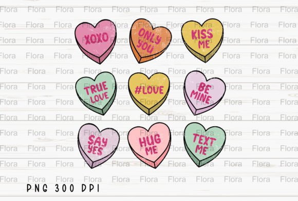 Download Valentines Conversation Hearts Retro PNG - Heart Collection