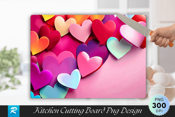 Download Multicolored Heart Cutting Board Design - Premium Resources