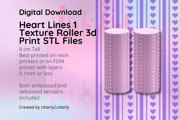 Download Heart Lines 1 Texture Roller, Digital File - Heart Collection