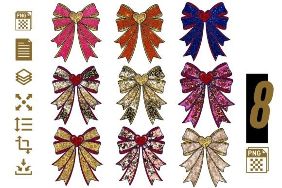 Download Glitter Heart Bow PNG Bundle - Heart Collection