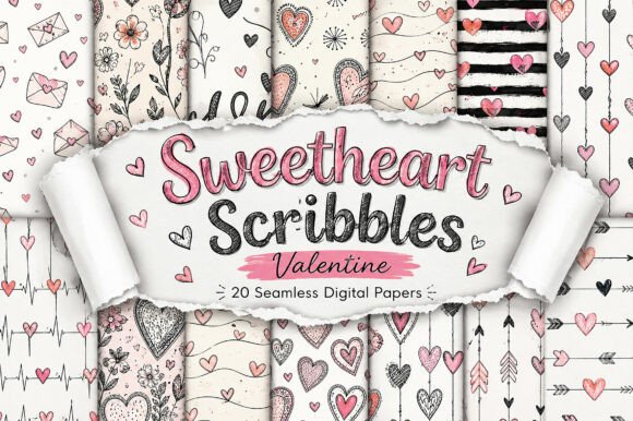 Download Sweetheart Scribbles – Valentine Digital - Heart Collection