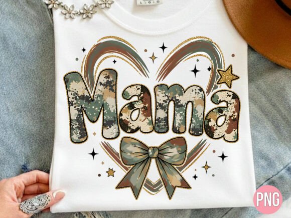 Download Camo Mama Heart Bow PNG Shirt - Heart Collection