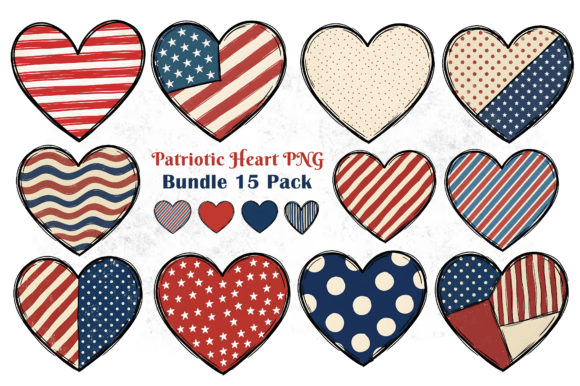 Download Patriotic Heart PNG Bundle 15 Pack - Heart Collection
